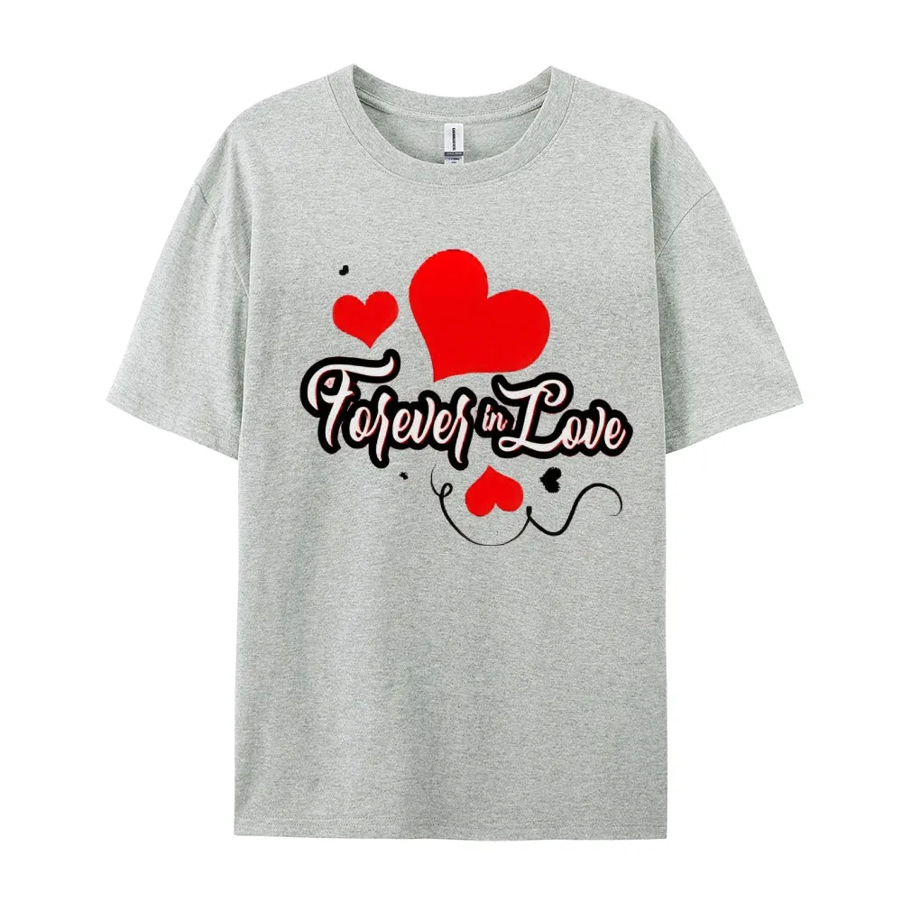 Women Valentine's Day Forever Love Heart Print Graphic T-shirt