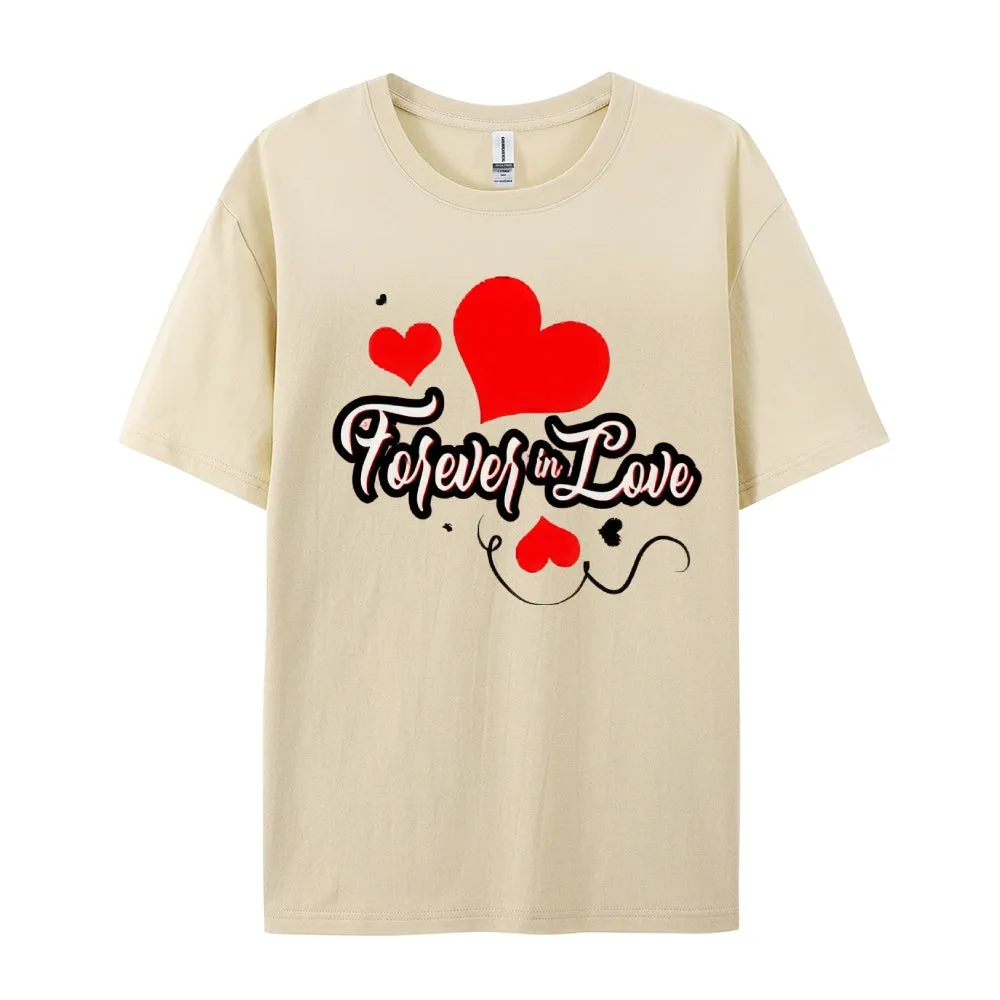 Women Valentine's Day Forever Love Heart Print Graphic T-shirt