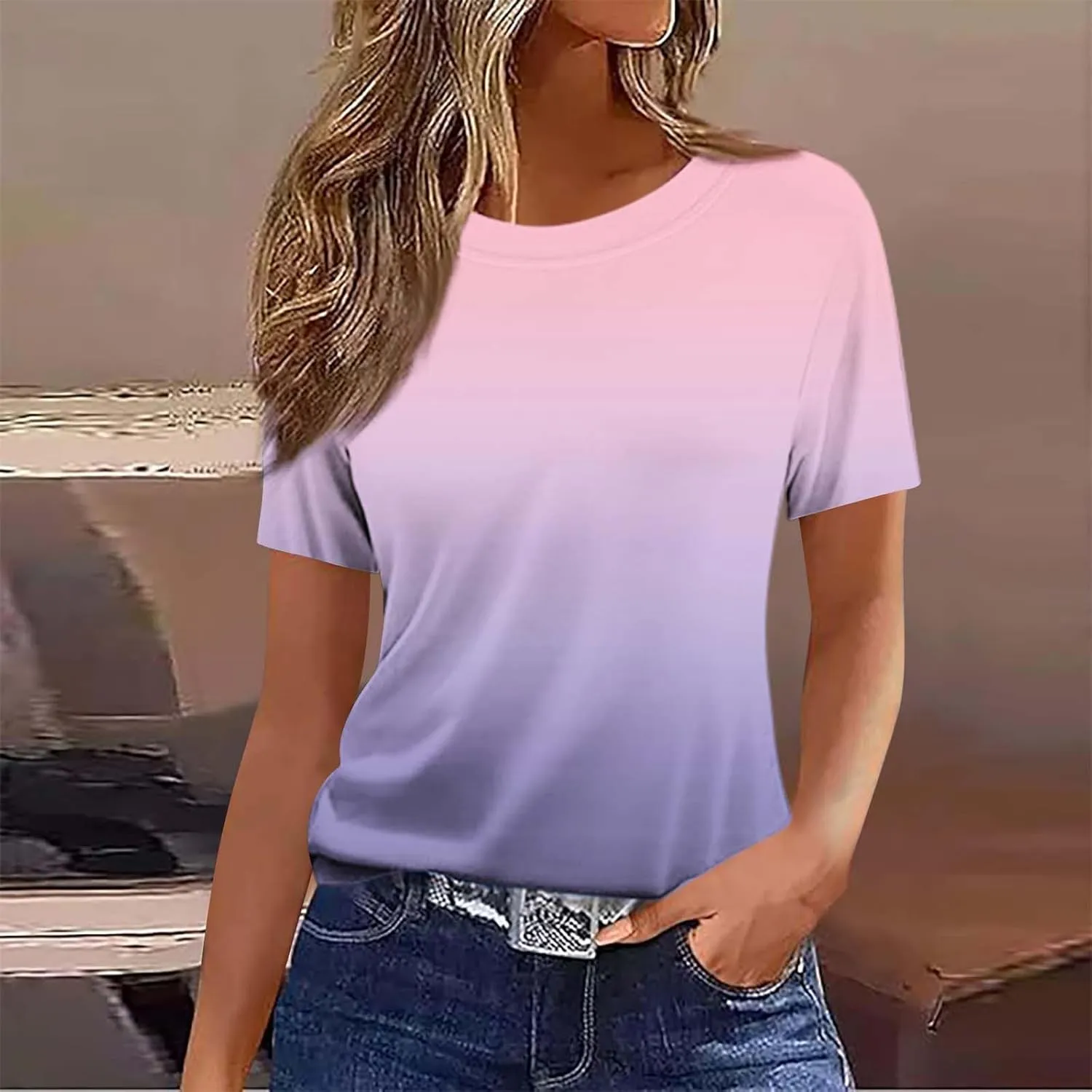 Womens Boho Floral Summer Tops 2025 Trendy Blouses Tunic Short Sleeve T Shirts Dressy Causal Ladies Spring Clothes