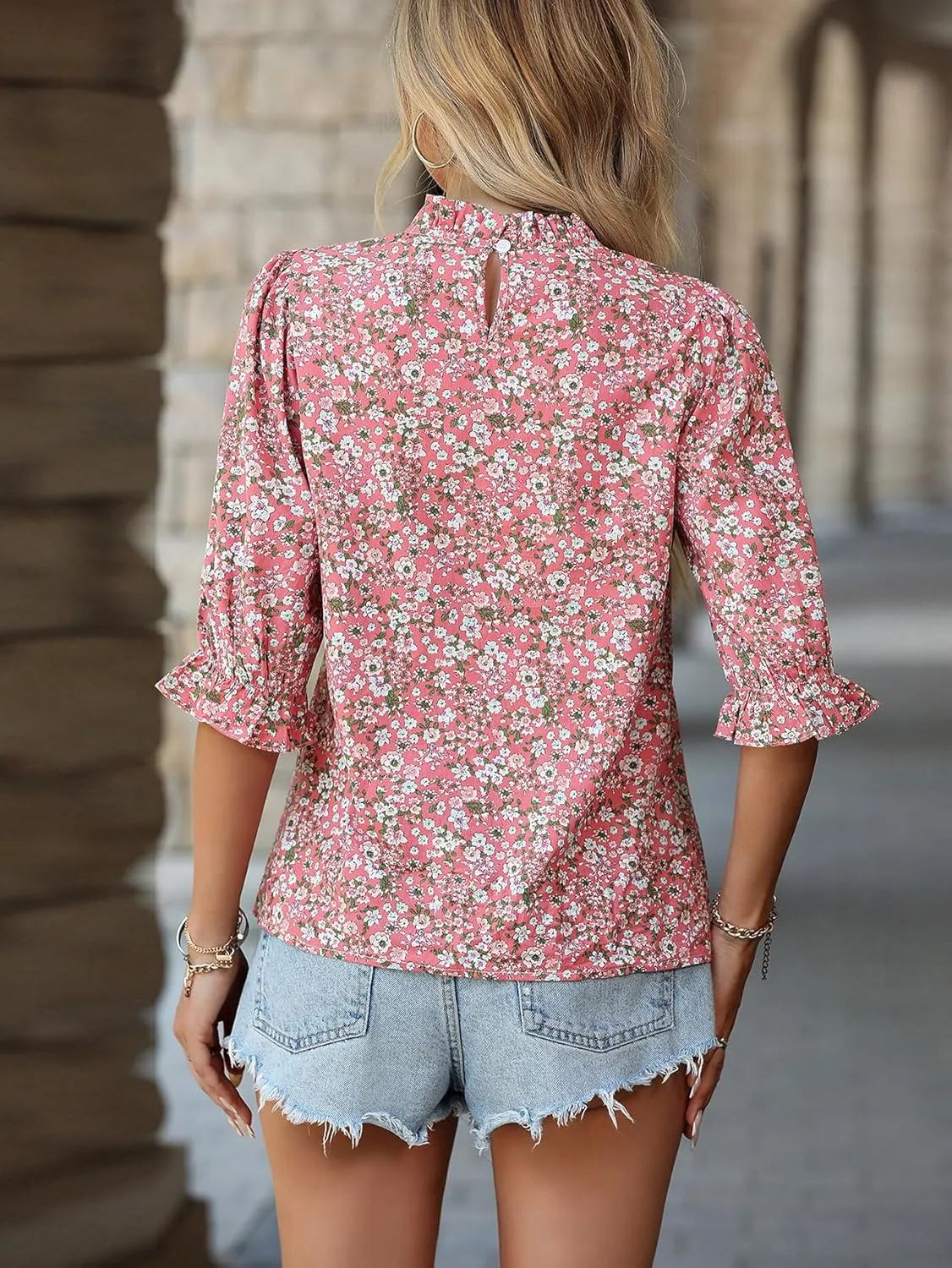 Women's Floral Blouses Dressy Casual Summer Boho Tops Trendy Business Casual Outfits Shirts