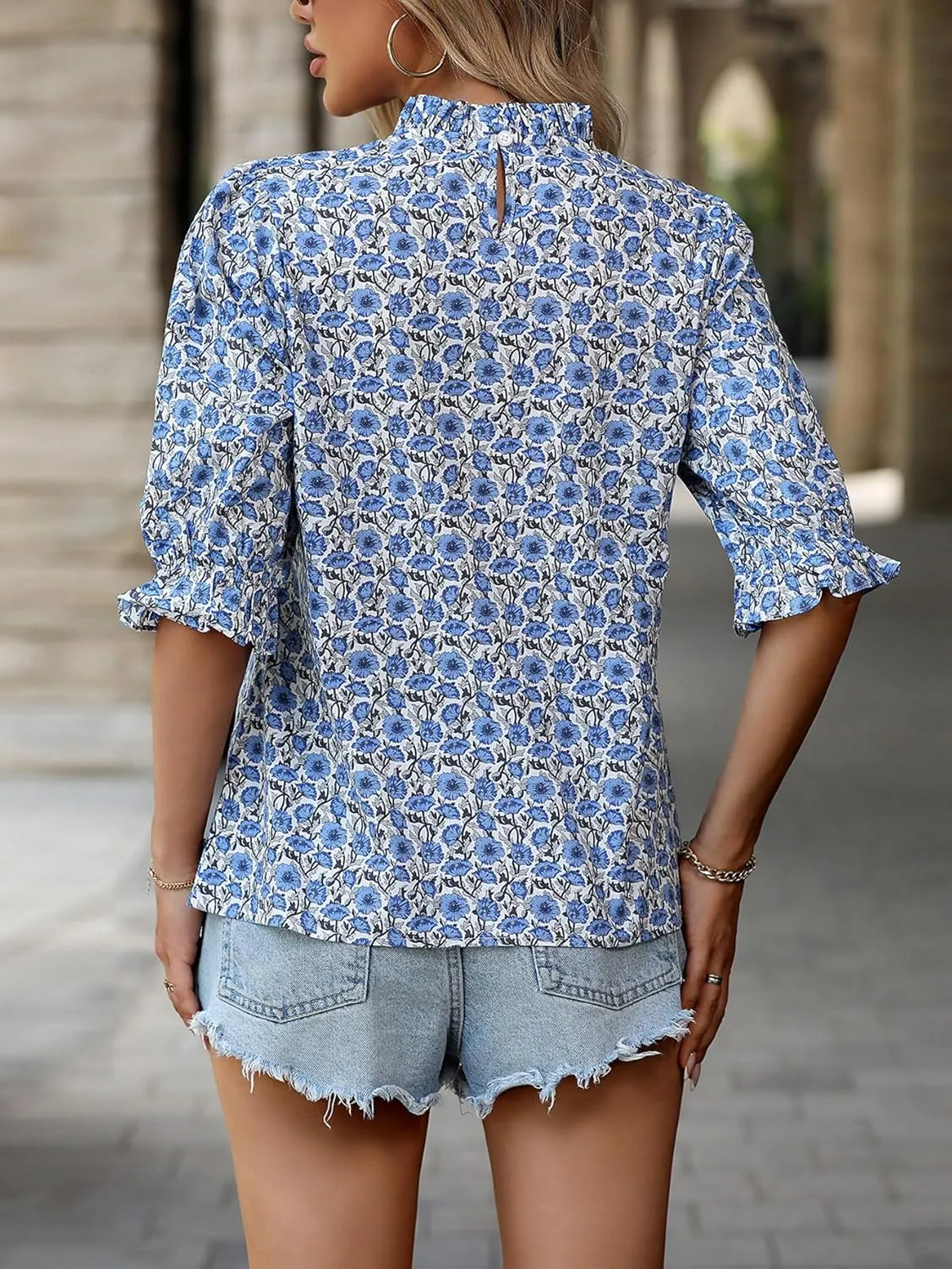 Women's Floral Blouses Dressy Casual Summer Boho Tops Trendy Business Casual Outfits Shirts