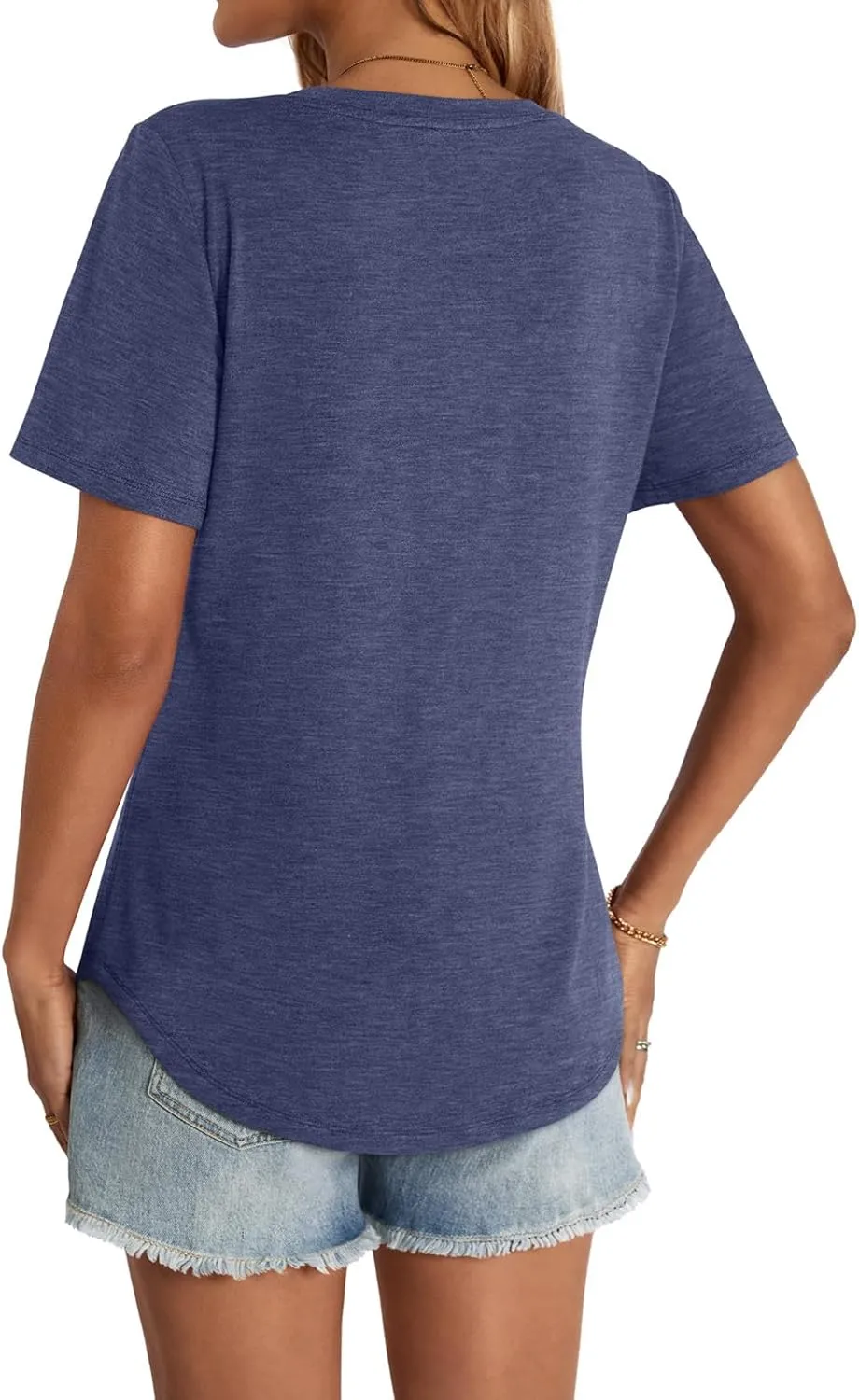 Womens Short Sleeve Crewneck Tops Pleated Summer Tee Shirts Casual Basic Blouses