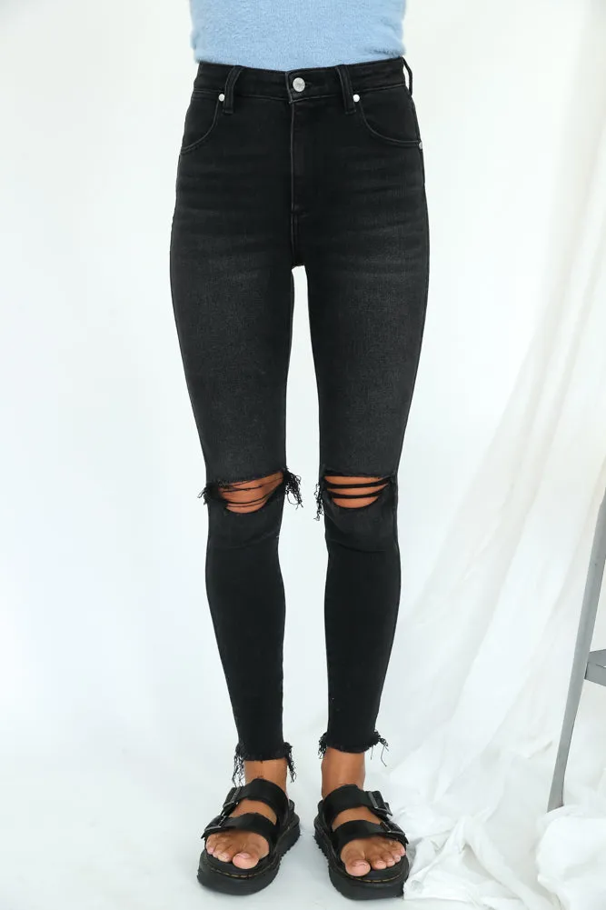 WRANGLER Hi Pins Cropped Skinny Jeans Backbite Black